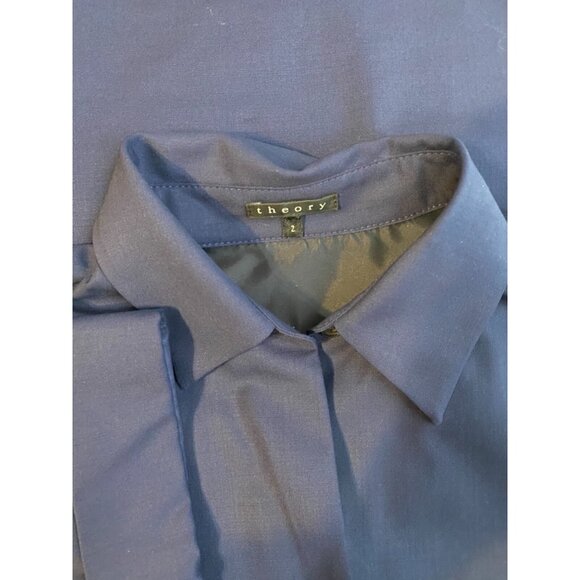 Navy Blue Button-Up Shirt Dress - Picture 3 of 6